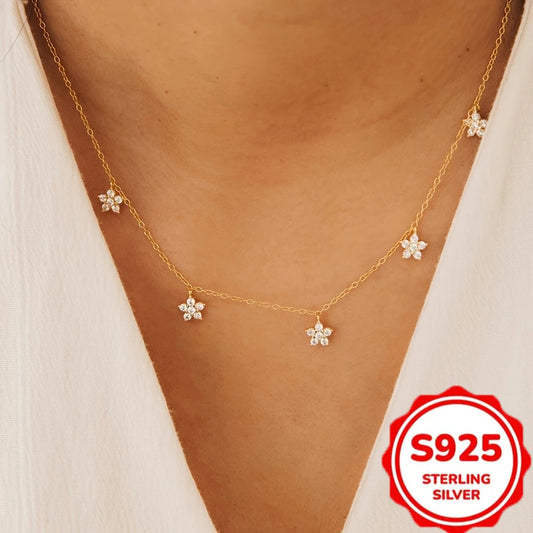 Elegant 925 Sterling Silver Floral Pendant Necklace